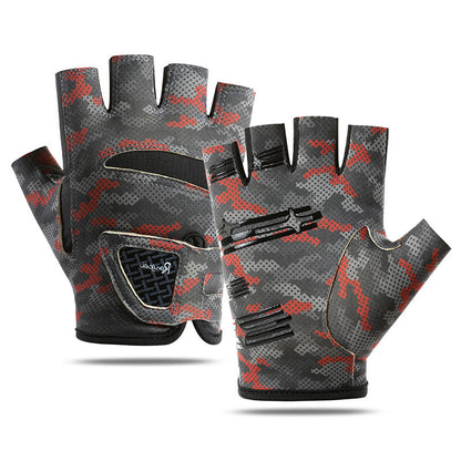 New Spring and Autumn Gloves Non-slip Sun Protection UV Protection Fishing Three-finger Breathable Cool Ice Silk Non-slip Fishing Gloves
