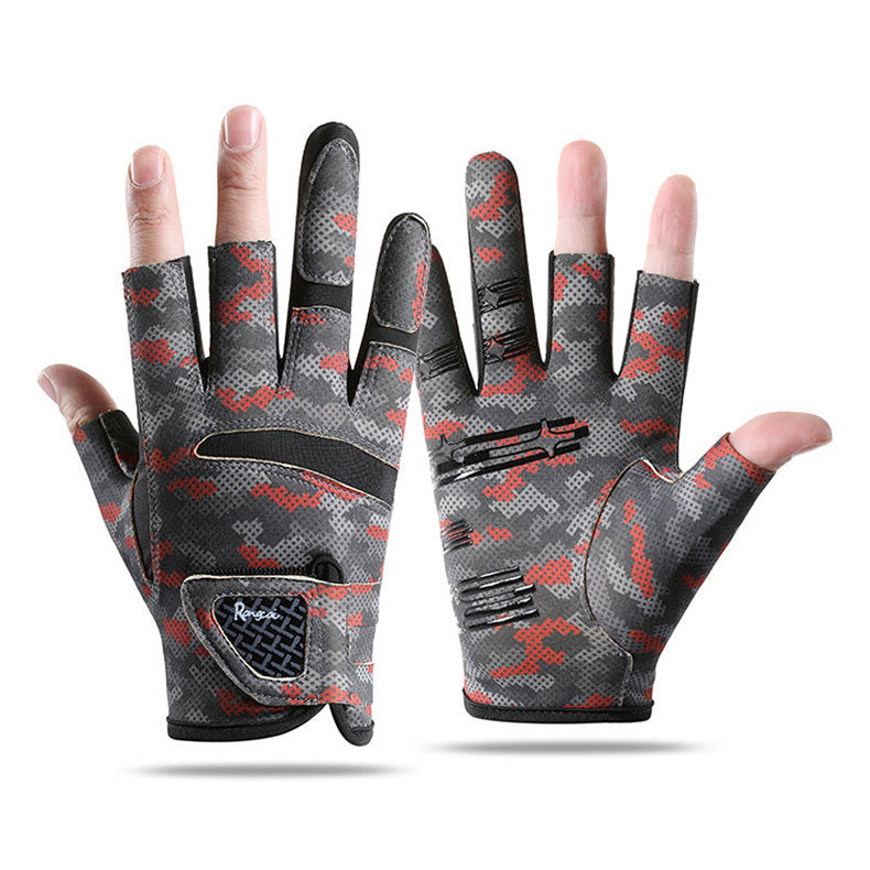 New Spring and Autumn Gloves Non-slip Sun Protection UV Protection Fishing Three-finger Breathable Cool Ice Silk Non-slip Fishing Gloves