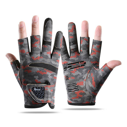 New Spring and Autumn Gloves Non-slip Sun Protection UV Protection Fishing Three-finger Breathable Cool Ice Silk Non-slip Fishing Gloves