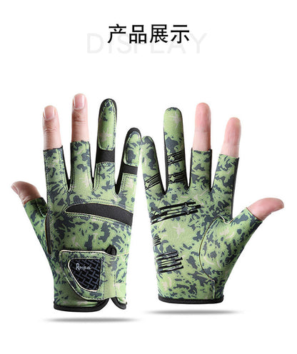 New Spring and Autumn Gloves Non-slip Sun Protection UV Protection Fishing Three-finger Breathable Cool Ice Silk Non-slip Fishing Gloves